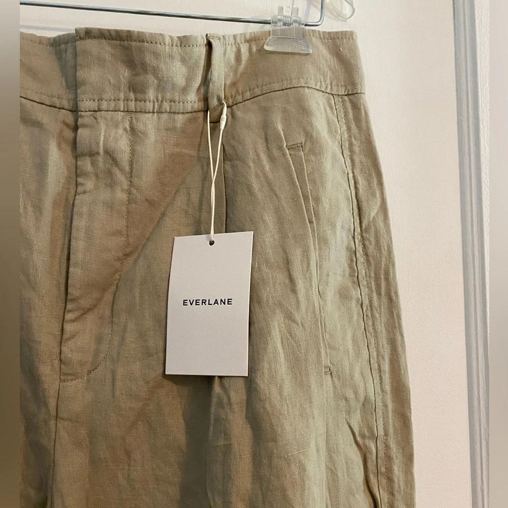 NWT Everlane European Flax Linen High Waisted Wide Leg Trousers Size 10
